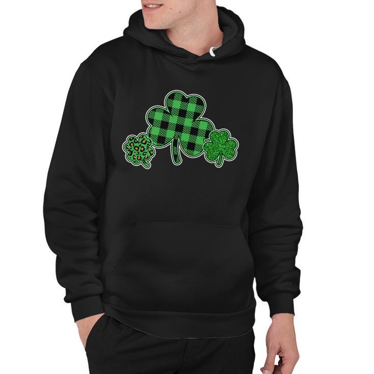 Cute St Patricks Day Plaid Leopard Print Shamrocks Clovers Hoodie