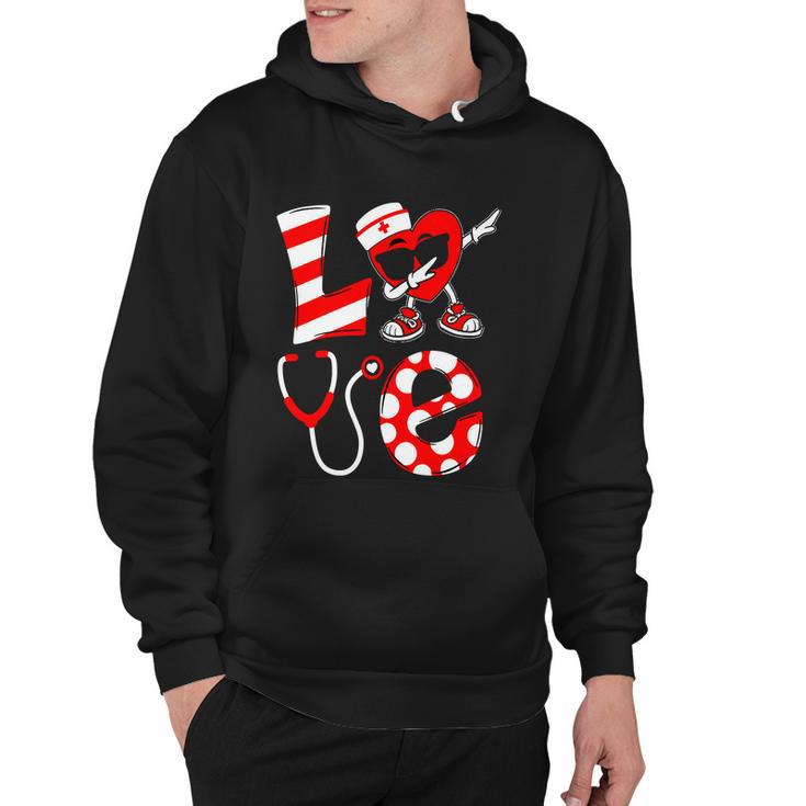 Dabbing Heart With Nurse Hat Funny Valentine Day Hoodie