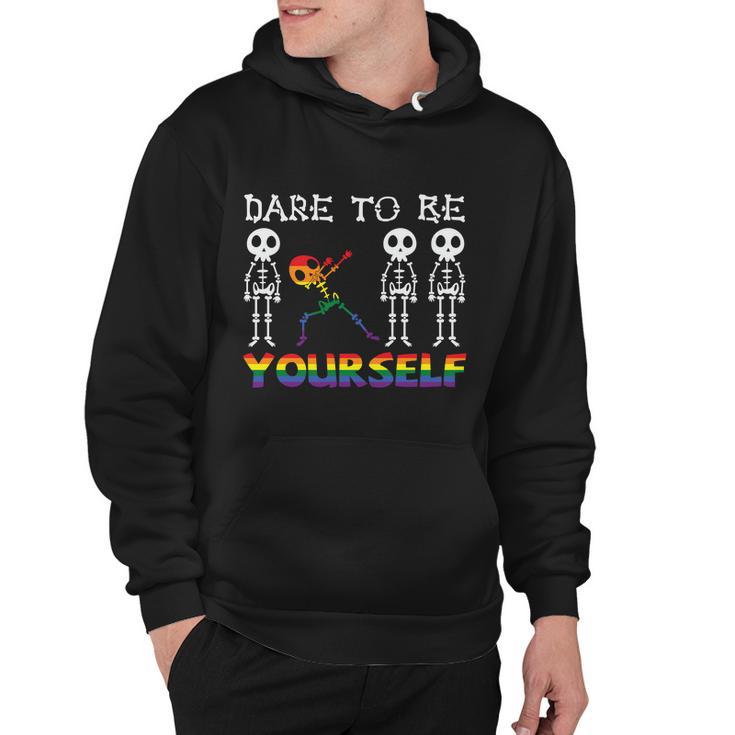 Dare To Be Yourself Skeleton Lgbt Gay Pride Lesbian Bisexual Ally Quote Hoodie