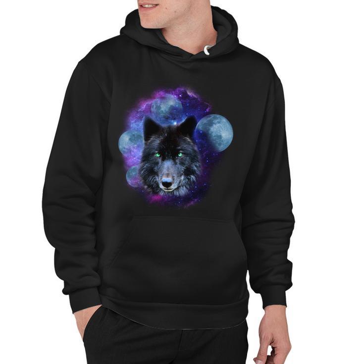 Dark Moon Wolf Galaxy Hoodie