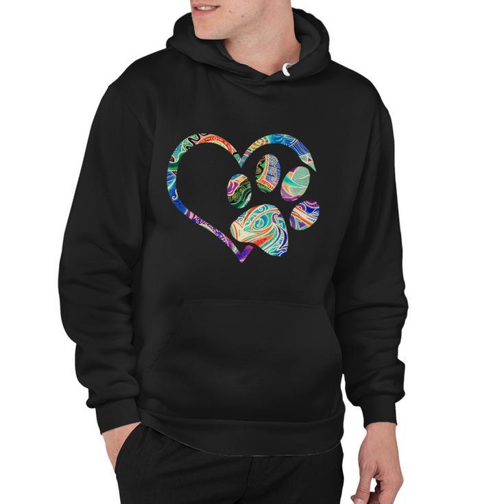 Dog Paw Print Tie Dye Rainbow Dog Lover Rescue Retro S Hoodie