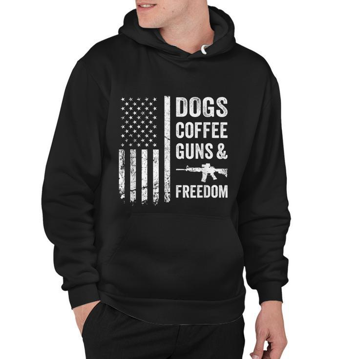 Dogs Coffee Guns & Freedom Funny Pro Gun American Flag Hoodie