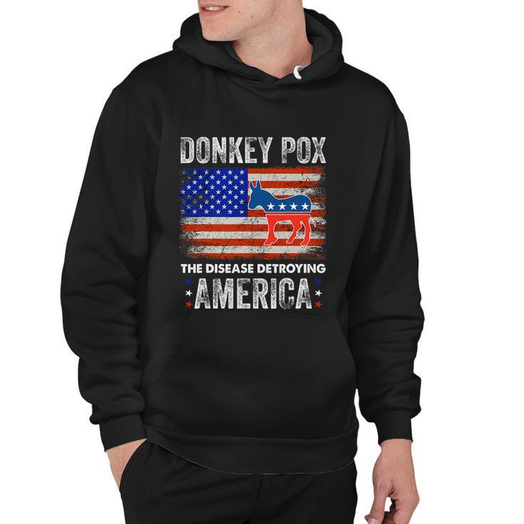 Donkey Pox The Disease Destroying America Usa Flag Funny Anti Biden Hoodie