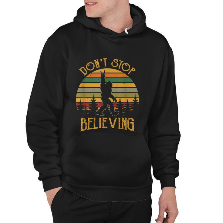 Dont Stop Believing Bigfoot Rock And Roll Retro Sasquatch Hoodie