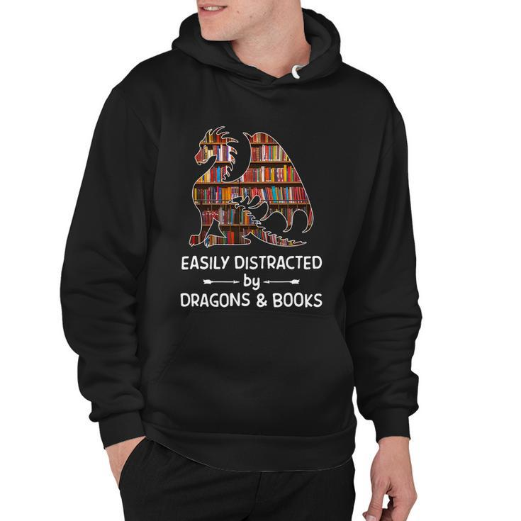 Easily Distracted By Dragon And Books Nerds Meaningful Gift Hoodie