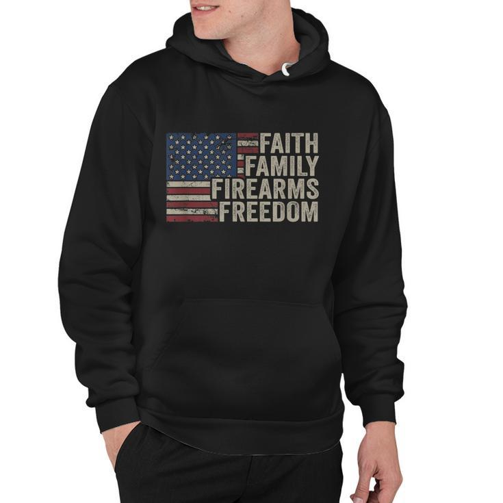 Faith Family Firearms & Freedom American Flag Pro God Guns Hoodie