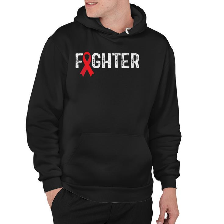 Fighter Blood Cancer Awareness Red Ribbon Hoodie
