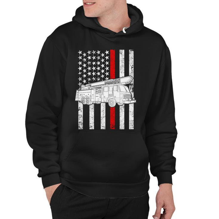 Fire Truck American Firefighter Thin Red Line Flag Tshirt Hoodie