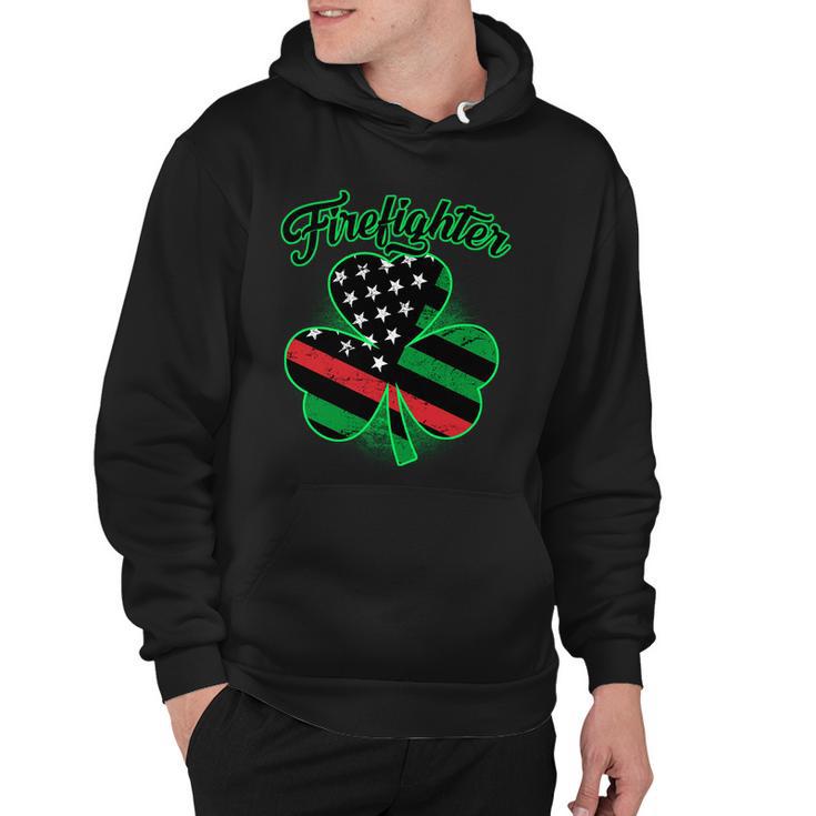 Firefighter St Patricks Day Red Line Clover Hoodie