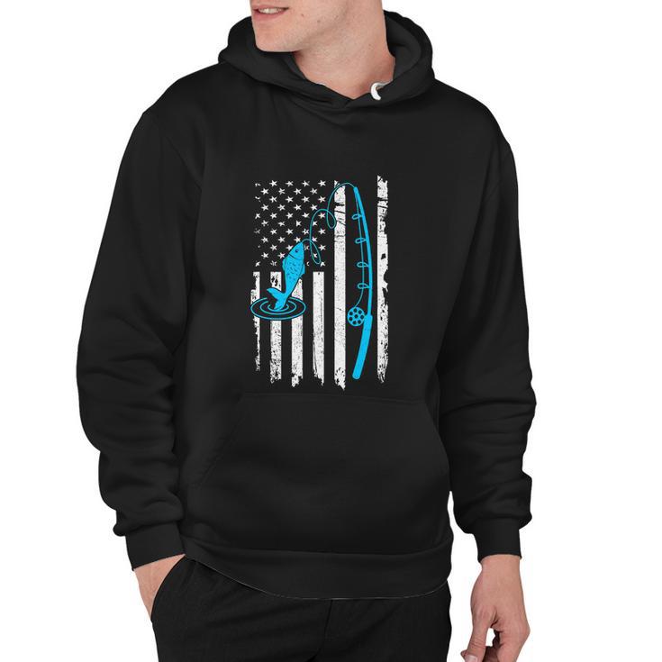 Fishing American Flag Fishing Funny Vintage Hoodie