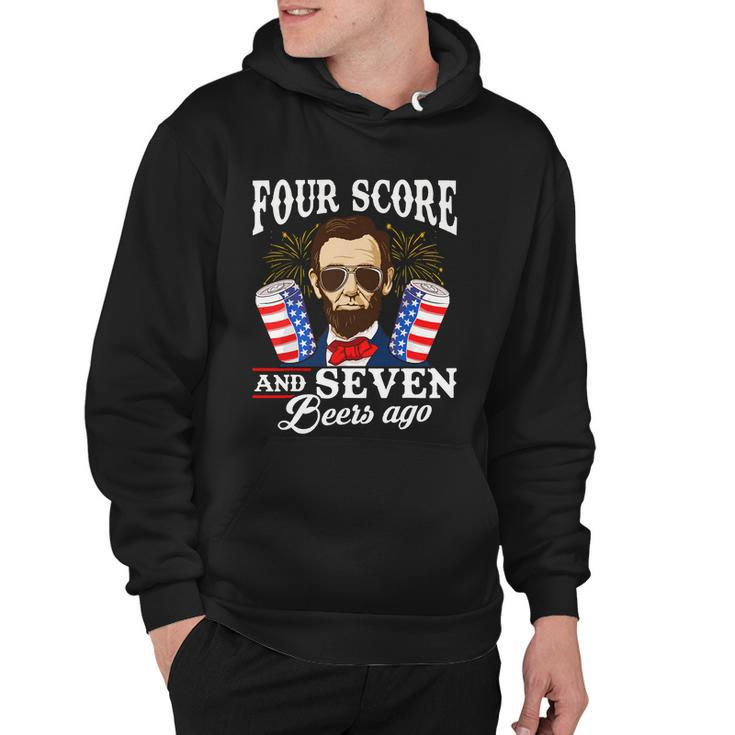 Four Score And 7 Beers Ago 4Th Of July Drinking Like Lincoln Hoodie