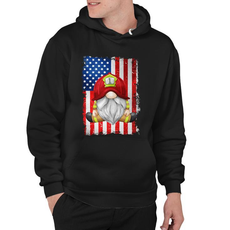 Funny 4Th Of July Gnome Patriotic American Flag Firefighter Gift Hoodie