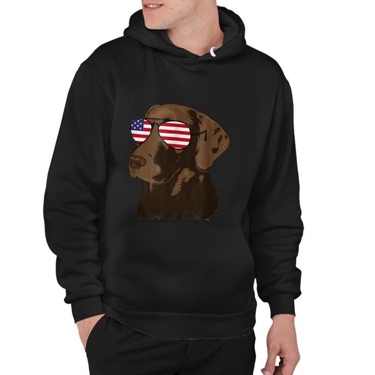 Funny Chocolate Lab American Flag Dog 4Th Of July Hoodie