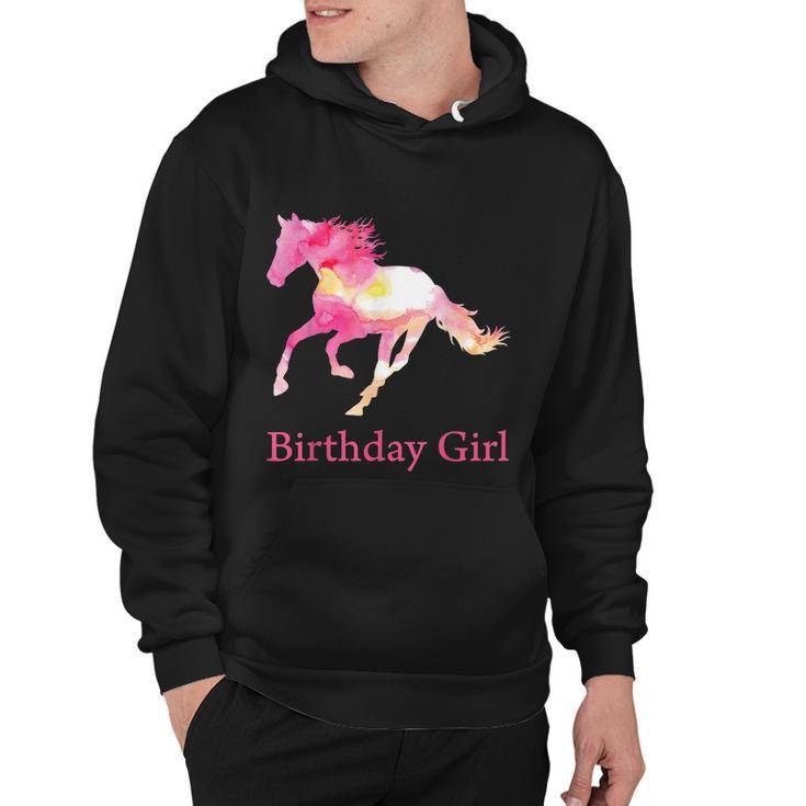 Funny Gift For Girls Kids Birthday Pink Watercolor Horse Gift Hoodie