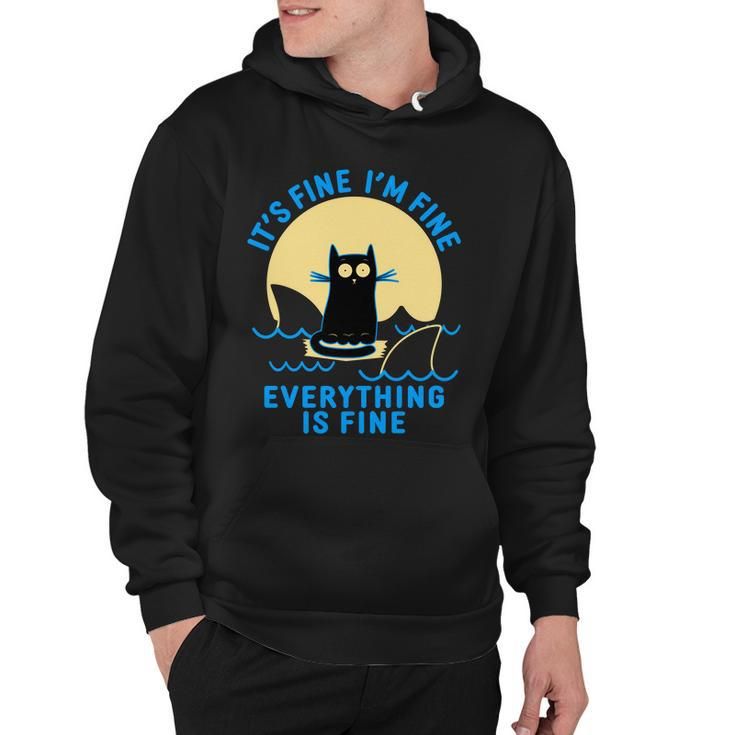Funny Its Fine Im Fine Everything Is Fine Shark Cat Tshirt Hoodie