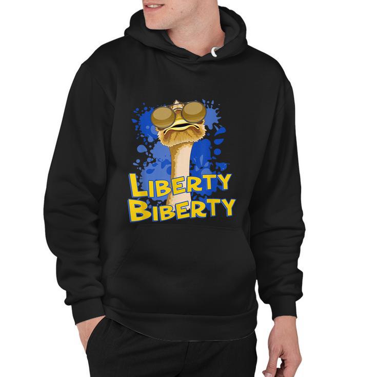 Funny Liberty Biberty Ostrich Sunglasses Humor Blue Hoodie