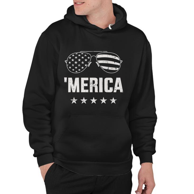 Funny Merica With Sunglasses And Flag For 4Th Of July Hoodie