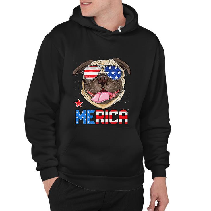 Funny Pug 4Th Of July Merica American Flag Hoodie