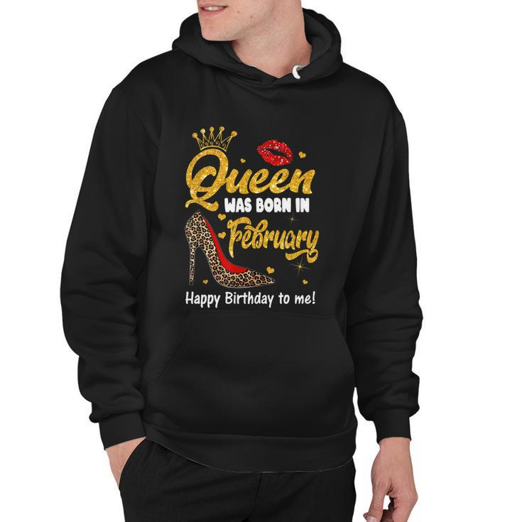 Funny Queen Was Born In February Happy Birthday To Me Leopard Shoe Gift Hoodie