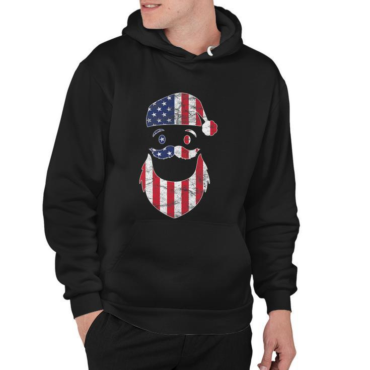 Funny Santa Claus Face American Flag Christmas For 4Th Of Flag Hoodie