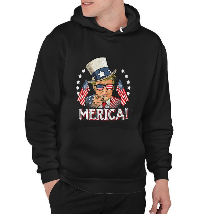 Funny Trump Merica 4Th Of July American Flag Hoodie