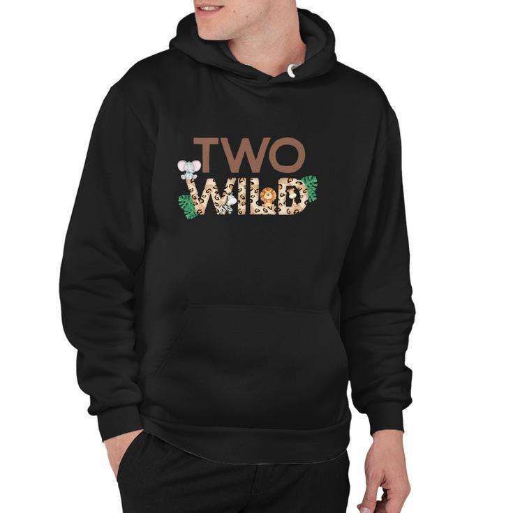 Funny Wild Two Animal Safari 2Nd Birthday Hoodie