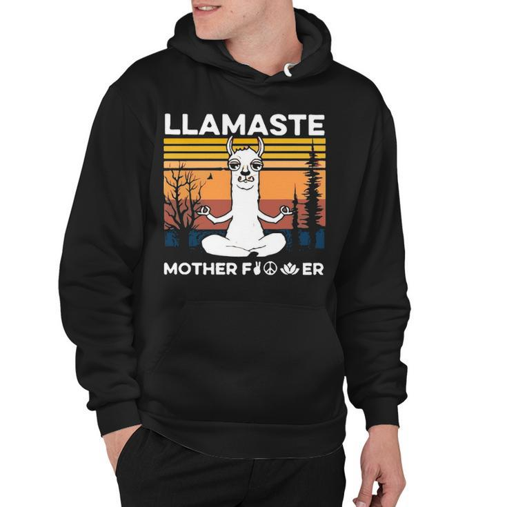 Funny Yoga Llamaste Mother Fvcker Retro Vintage Mans Hoodie
