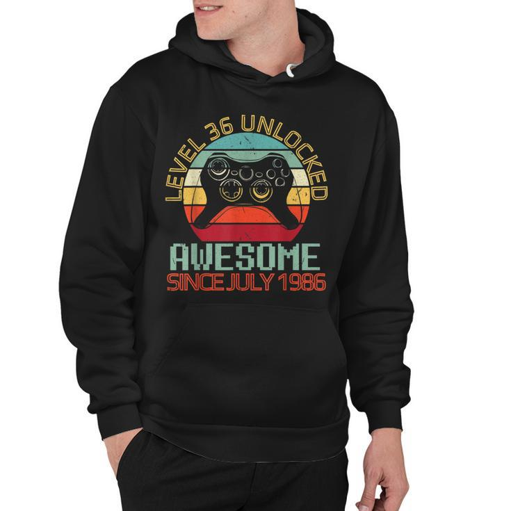 Gamer Level 36 Yrs Birthday Unlocked Awesome Since July 1986  Hoodie