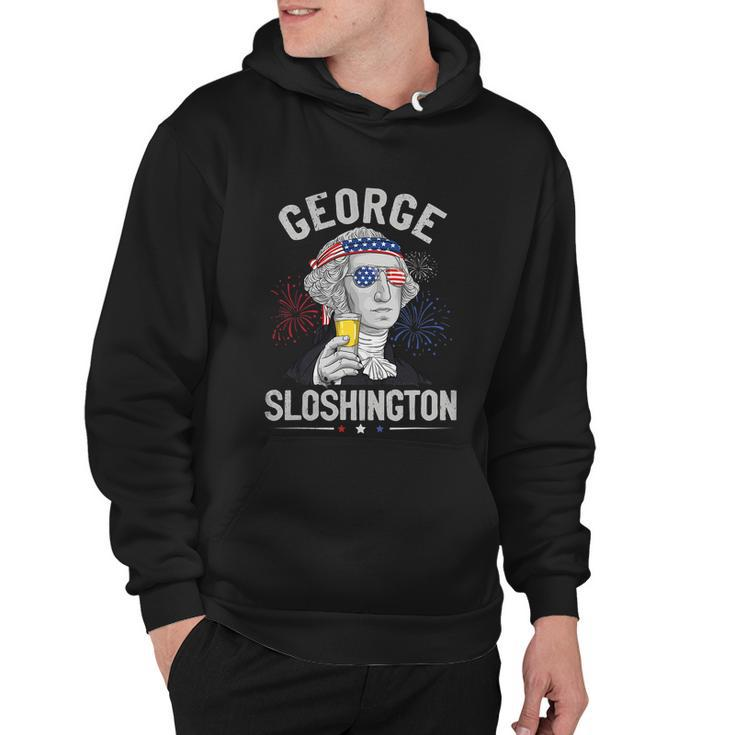 George Sloshington Washington Funny 4Th Of July Usa American Hoodie
