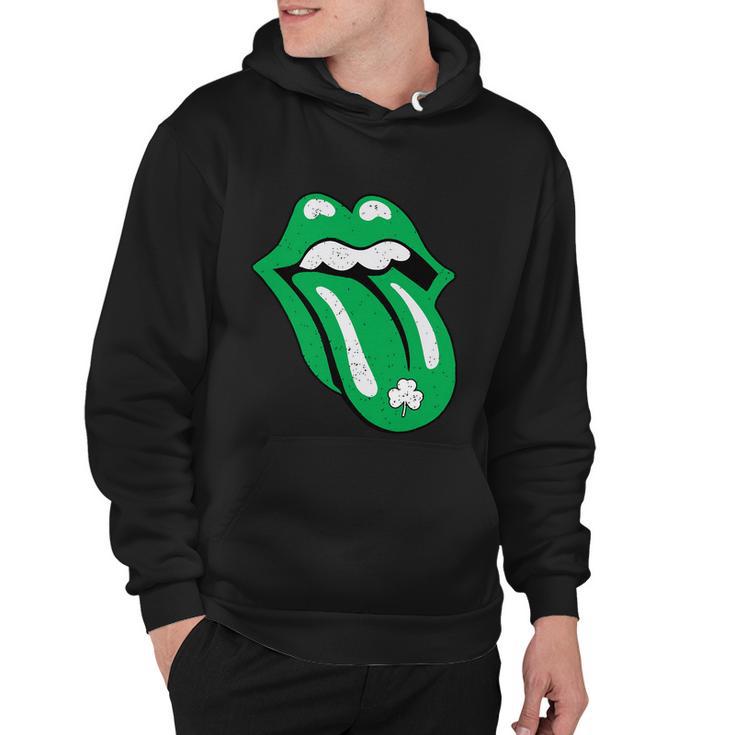 Green Lips Tongue Irish Shamrock St Patricks Day Gift Hoodie