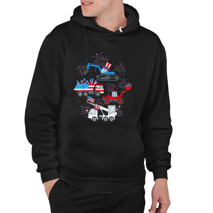 Happy 4Th Of July Crane Truck Construction Toddler Boys Hoodie