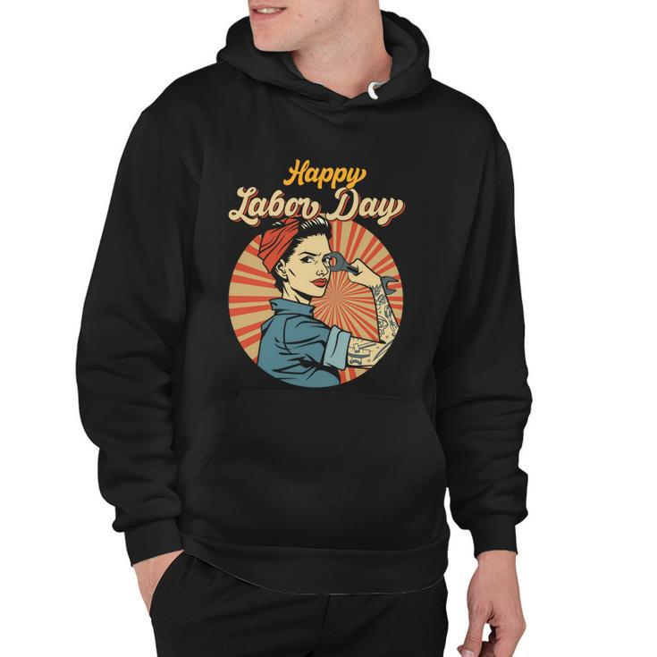 Happy Labor Day Gift Girl Strong Worker Movement Employer Funny Gift Hoodie