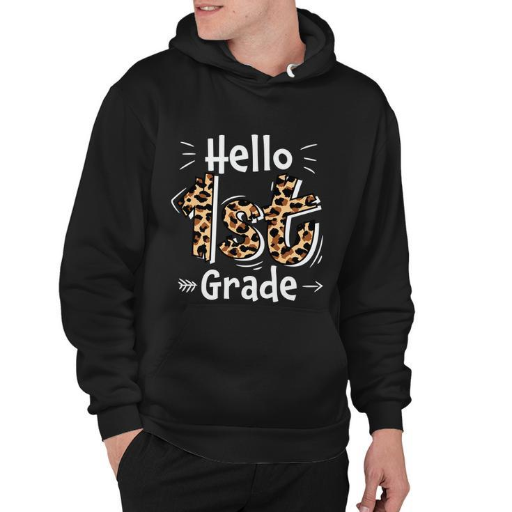 Hello 1St Grade Leopard Back To School First Day Of School Hoodie