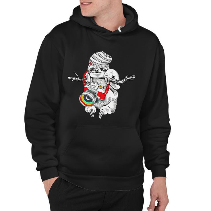 Hipster Sloth With Retro Camera Hoodie