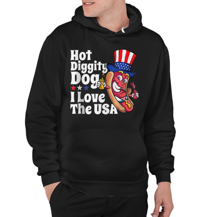Hot Diggity Dog I Love The Usa Funny 4Th Of July Party  Hoodie