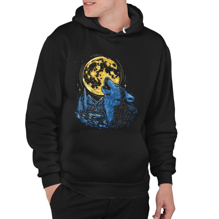 Howling Wolf Yellow Moon Hoodie