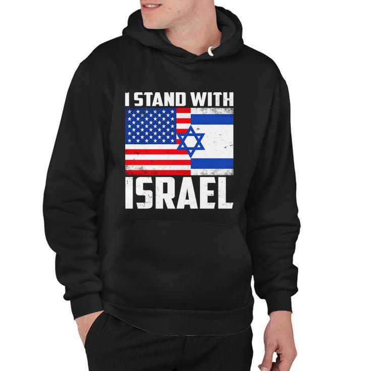 I Stand With Israel Us Flags United Distressed Hoodie