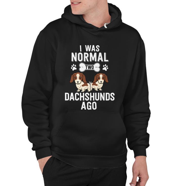 I Was Normal 2 Dachshunds Ago Piebald Doxie Dog Lover Gift Hoodie