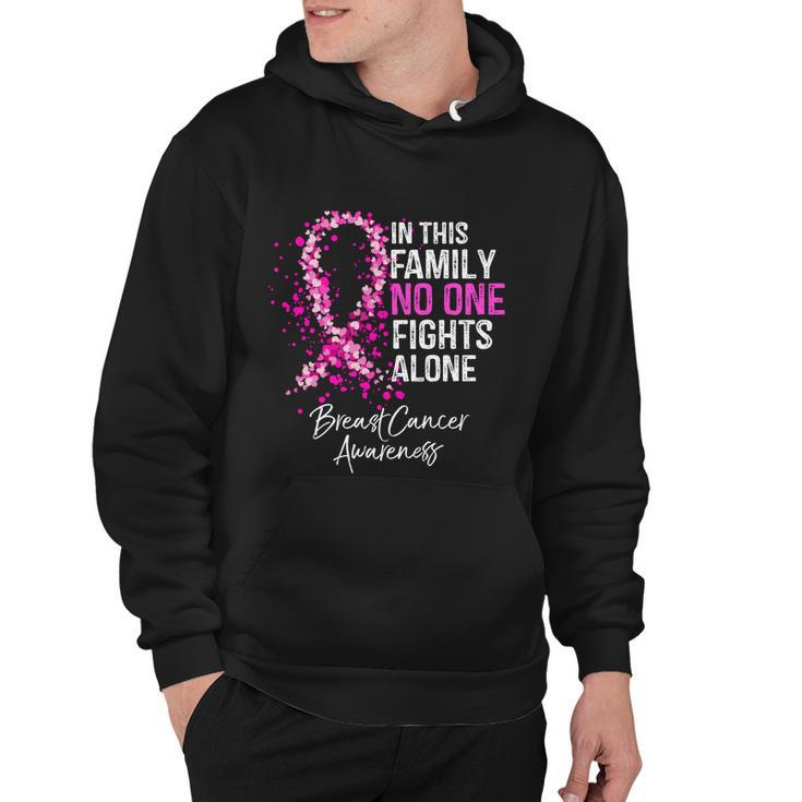In This Family No One Fights Alone Breast Cancer Awareness Gift Hoodie