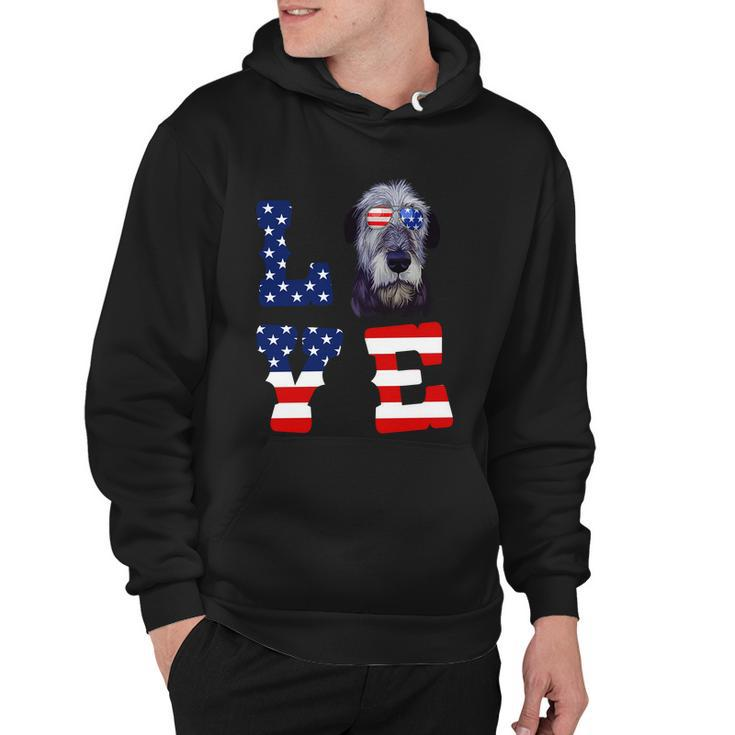 Irish Wolfhound Love Dog American Flag 4Th Of July Usa Funny Gift Hoodie