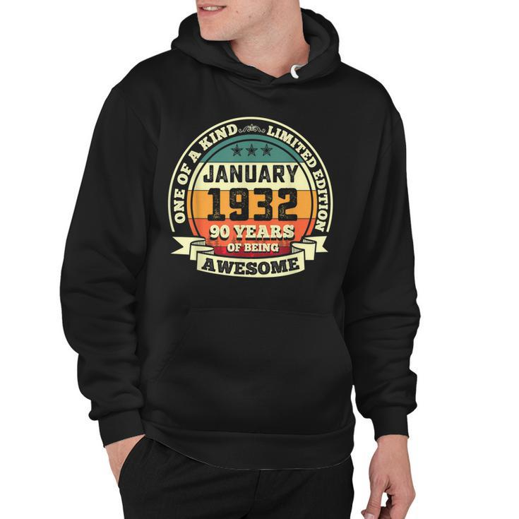 January 1932 90Th Birthday Gift 90 Years Of Being Awesome  Hoodie