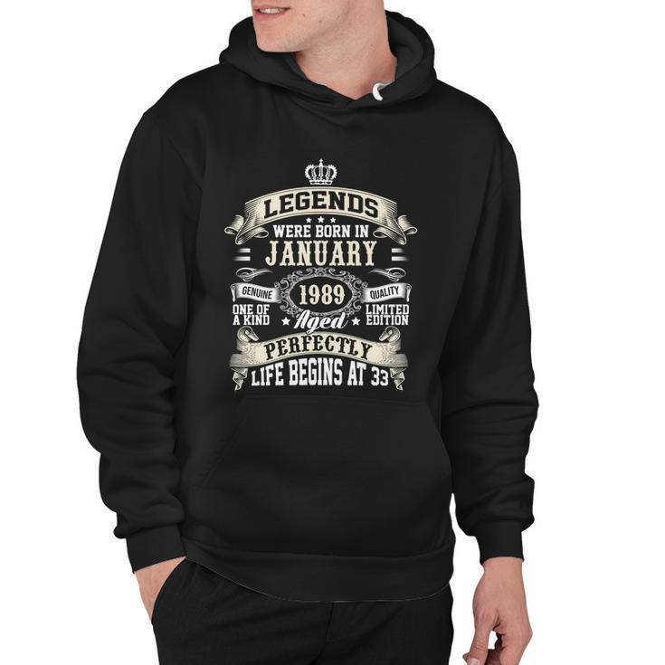 Legends Were Born In January 1989 Vintage 33Rd Birthday Gift For Men & Women Hoodie