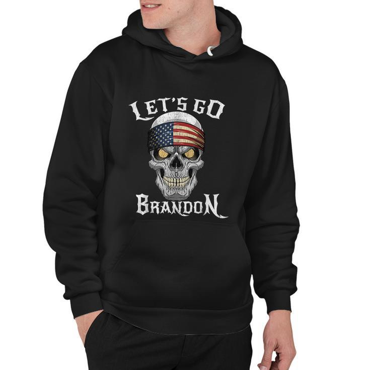 Lets Go Brandon Skull Head American Flag Conservative Tshirt Hoodie