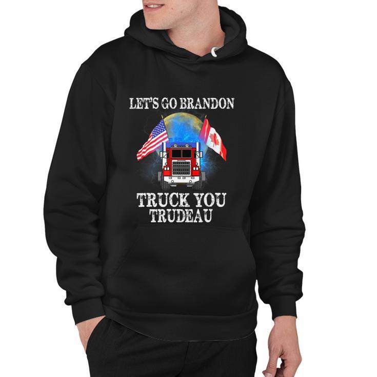 Lets Go Truck You Trudeau Usa Canada Flag Truckers Vintage Hoodie