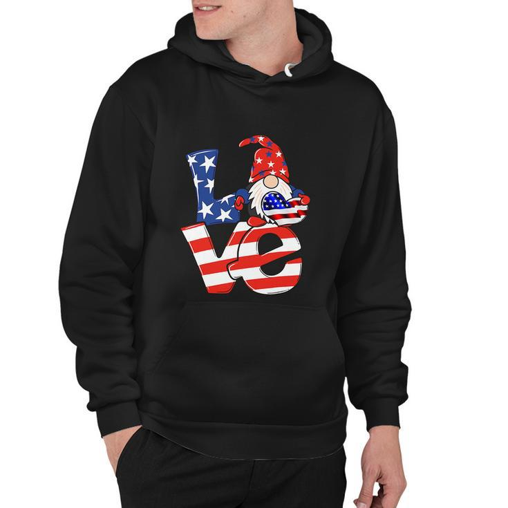 Love Gnome American Flag Funny 4Th Of July Hoodie