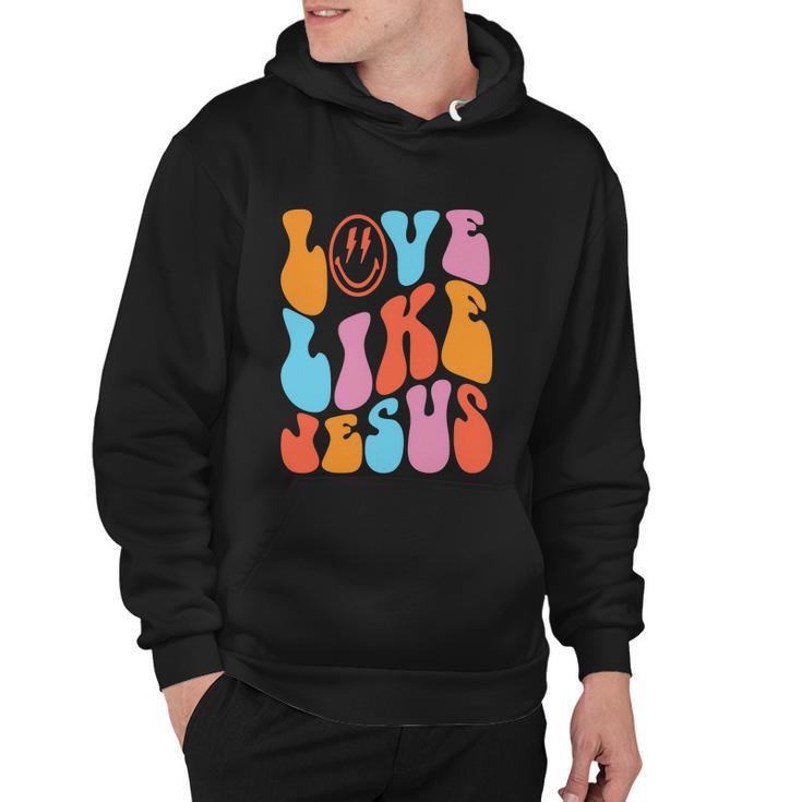 Love Like Jesus Smiley Face Aesthetic Funny Christian Hoodie