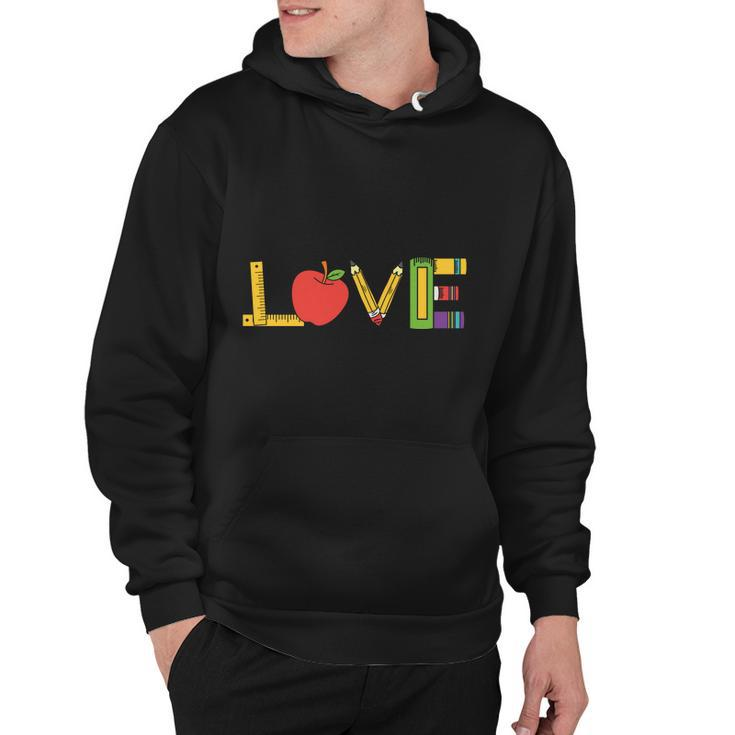 Love Teacher Life Apple Pencil Ruler Teacher Quote Graphic Shirt For Female Male Hoodie
