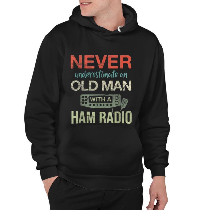 Mens Old Man With A Ham Radio Antenna Ham Radio Operator Hoodie