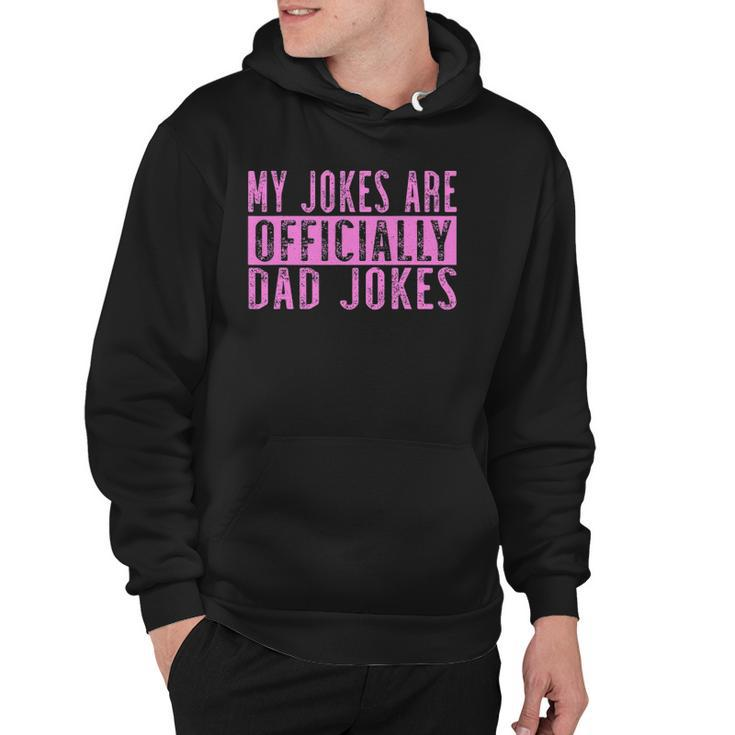 Mens Pink Girl Dad Pregnancy Announcement My Jokes Are Officially Hoodie
