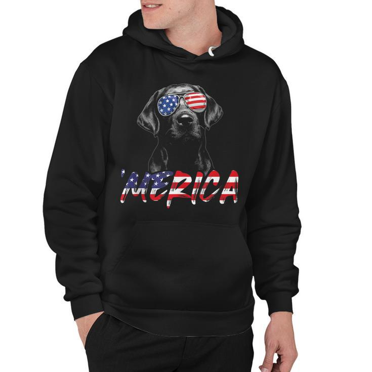 Merica Black Labrador 4Th Of July American Flag Lab Dog  Hoodie